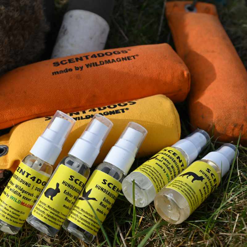 SCENT4DOGS® 5er Set Kaninchen | Fasan | Fuchs | Ente | Hase Duftstoffe für Dummys