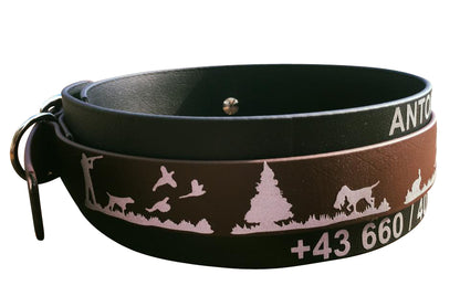 5 cm Halsband mit Jagdszene Biothane® Doppelsteg zweifarbig