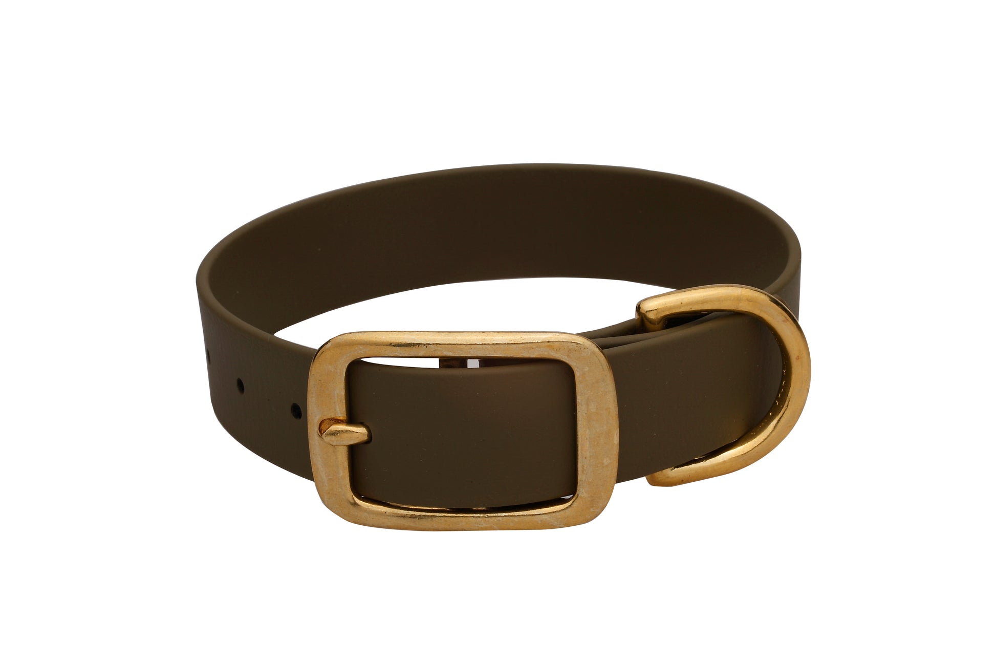 Einfarbiges BioThane®-Halsband 25 mm in Dunkelbraun mit Messingbeschlägen