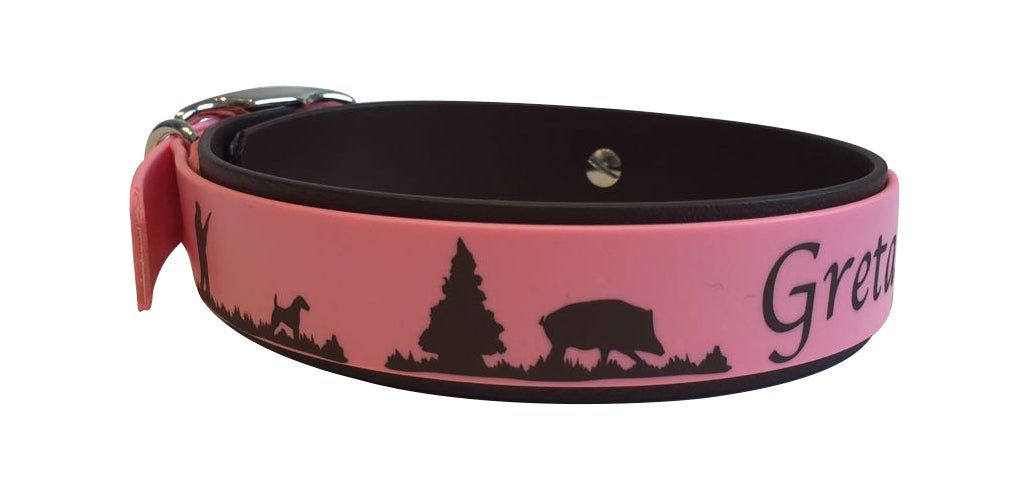 3,2 cm Halsband mit Jagdszene Biothane® Doppelsteg zweifarbig