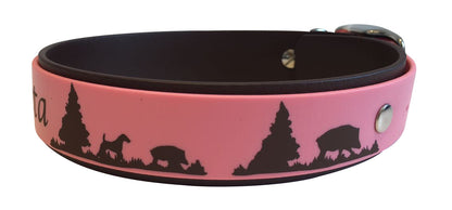 3,2 cm Halsband mit Jagdszene Biothane® Doppelsteg zweifarbig