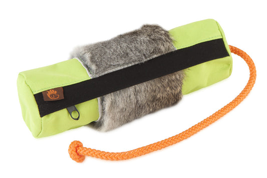 Futterdummy mit Kaninchenfellring orange