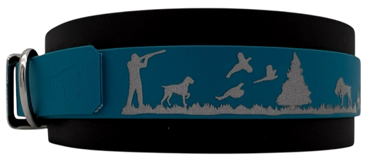 5 cm Halsband mit Jagdszene Biothane® Doppelsteg zweifarbig