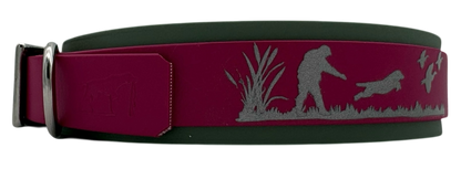 3,8 cm Halsband mit Jagdszene Biothane® zweifarbig Doppelsteg